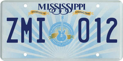 MS license plate ZMI012