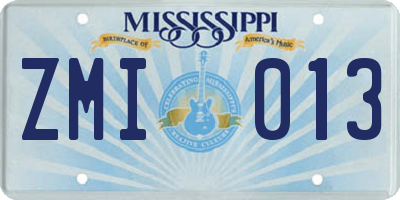 MS license plate ZMI013
