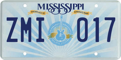 MS license plate ZMI017