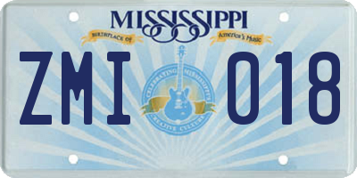MS license plate ZMI018