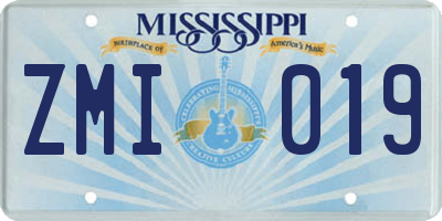 MS license plate ZMI019