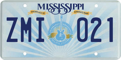 MS license plate ZMI021