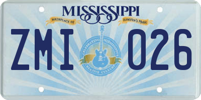 MS license plate ZMI026