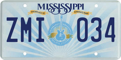 MS license plate ZMI034