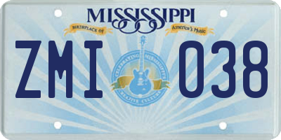 MS license plate ZMI038