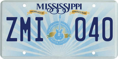 MS license plate ZMI040