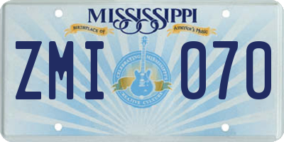 MS license plate ZMI070