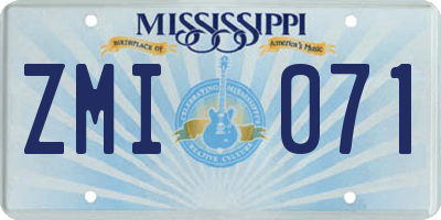 MS license plate ZMI071