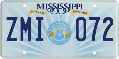 MS license plate ZMI072