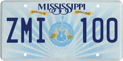 MS license plate ZMI100