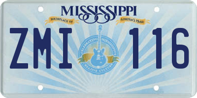MS license plate ZMI116