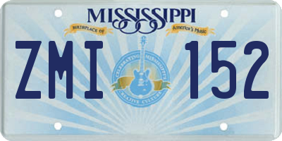 MS license plate ZMI152