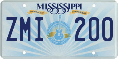 MS license plate ZMI200