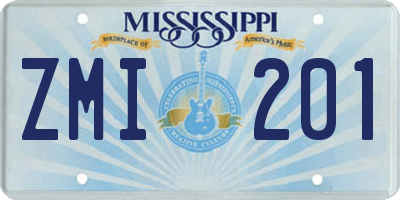 MS license plate ZMI201