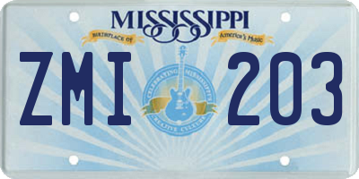 MS license plate ZMI203