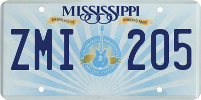 MS license plate ZMI205