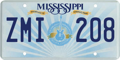 MS license plate ZMI208