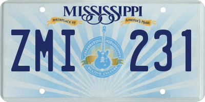MS license plate ZMI231