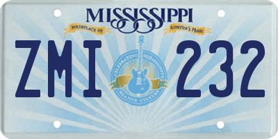 MS license plate ZMI232