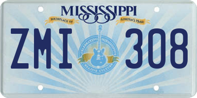 MS license plate ZMI308