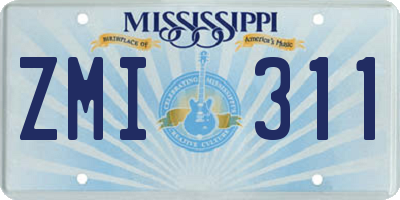 MS license plate ZMI311