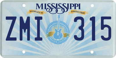 MS license plate ZMI315