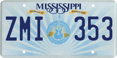 MS license plate ZMI353