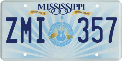 MS license plate ZMI357