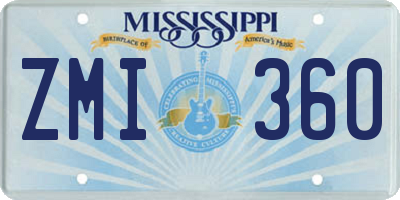 MS license plate ZMI360