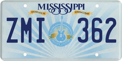 MS license plate ZMI362