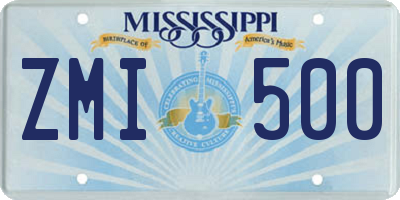 MS license plate ZMI500