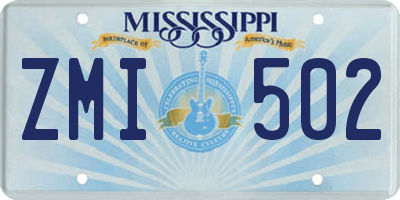 MS license plate ZMI502