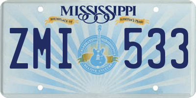 MS license plate ZMI533