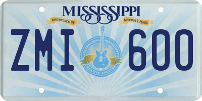 MS license plate ZMI600