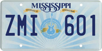 MS license plate ZMI601