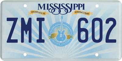 MS license plate ZMI602