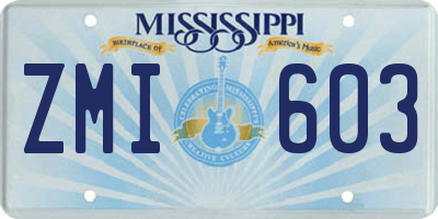 MS license plate ZMI603