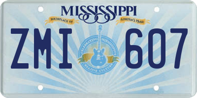 MS license plate ZMI607
