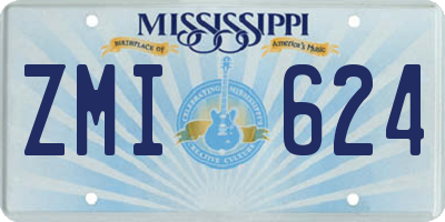 MS license plate ZMI624
