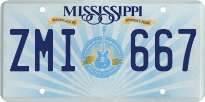 MS license plate ZMI667