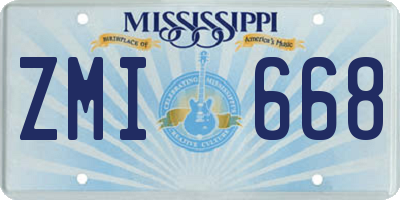 MS license plate ZMI668