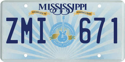 MS license plate ZMI671