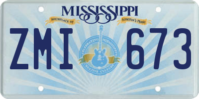 MS license plate ZMI673