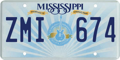 MS license plate ZMI674