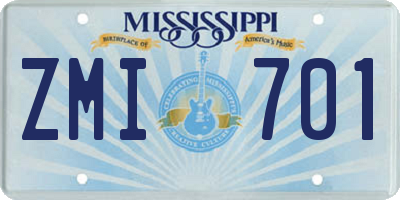 MS license plate ZMI701