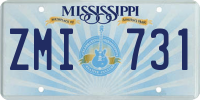 MS license plate ZMI731