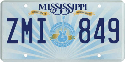 MS license plate ZMI849