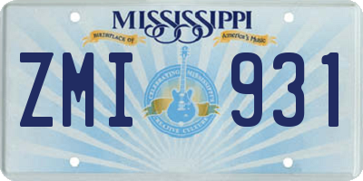 MS license plate ZMI931