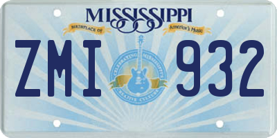 MS license plate ZMI932