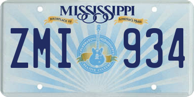 MS license plate ZMI934